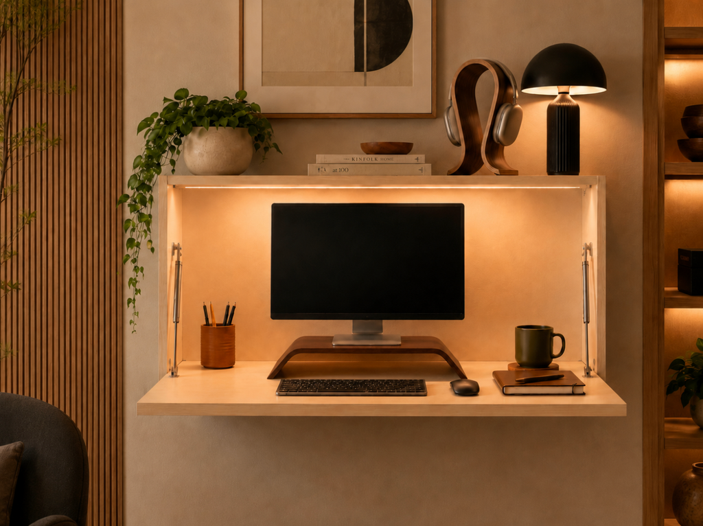 L’Arche – Support casque en bois foncé
