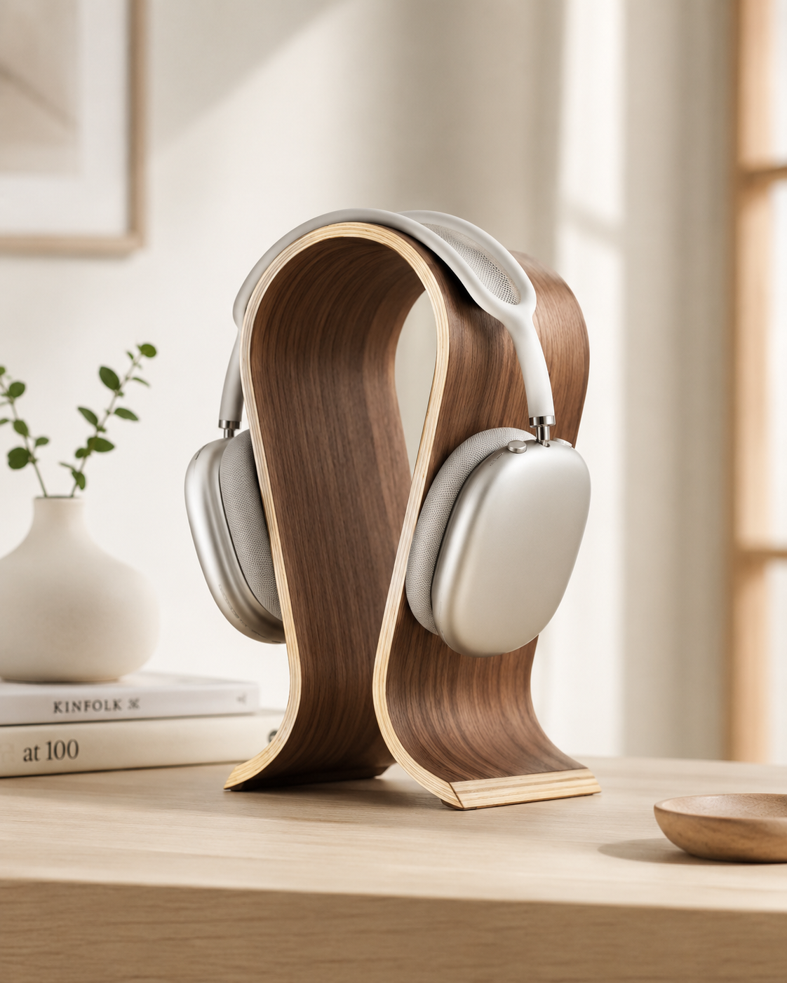 L’Arche – Support casque en bois foncé