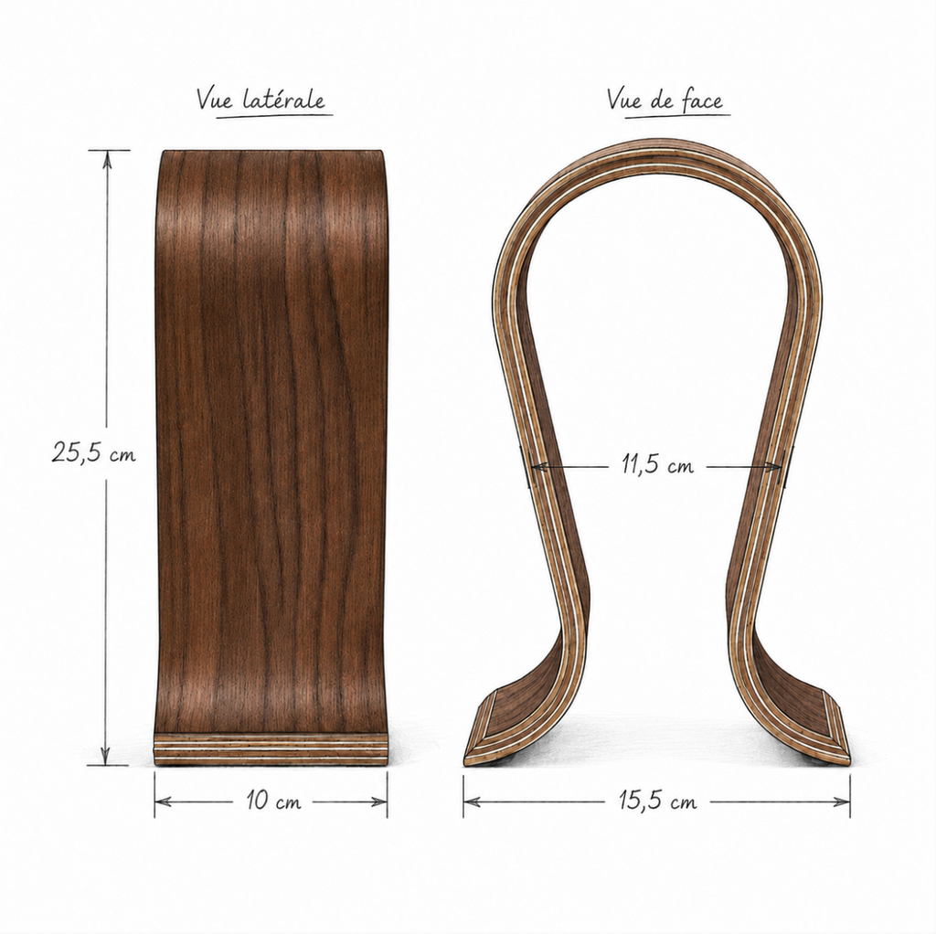 L’Arche – Support casque en bois foncé