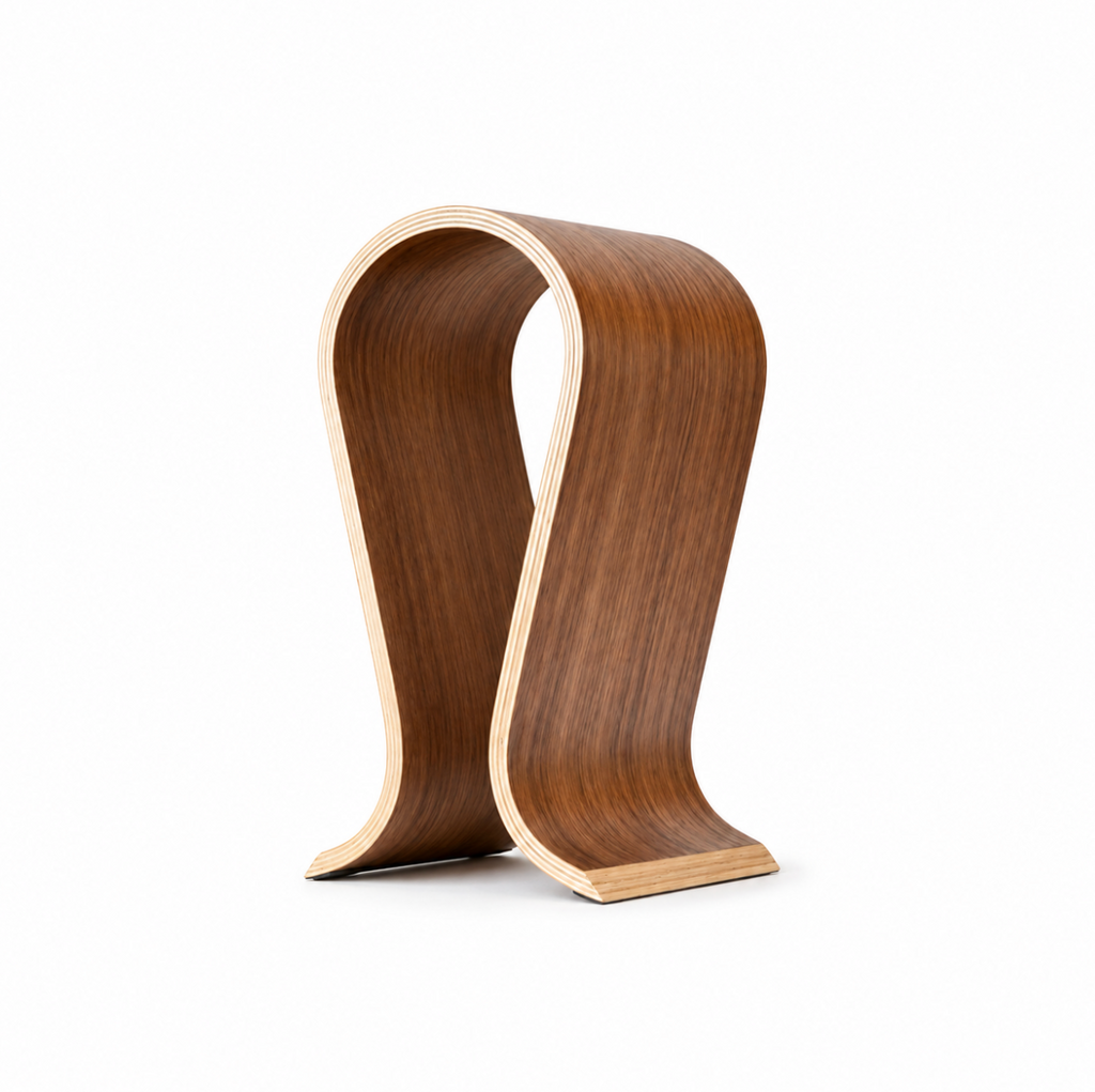 L’Arche – Support casque en bois foncé